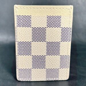 Upcycled LV Damier Azur Canvas/Leather Card Holder